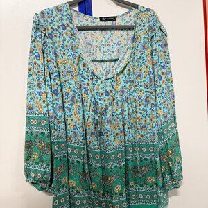 Women's Colorful Floral Design long sleeve blouse from Kaywide, Size: XXL